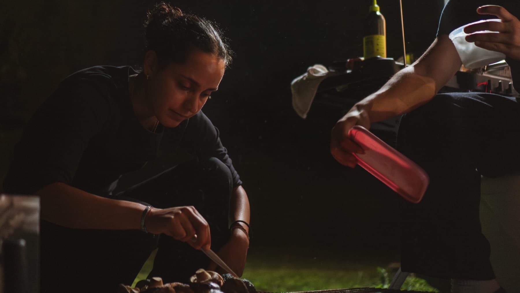 A chef working during service