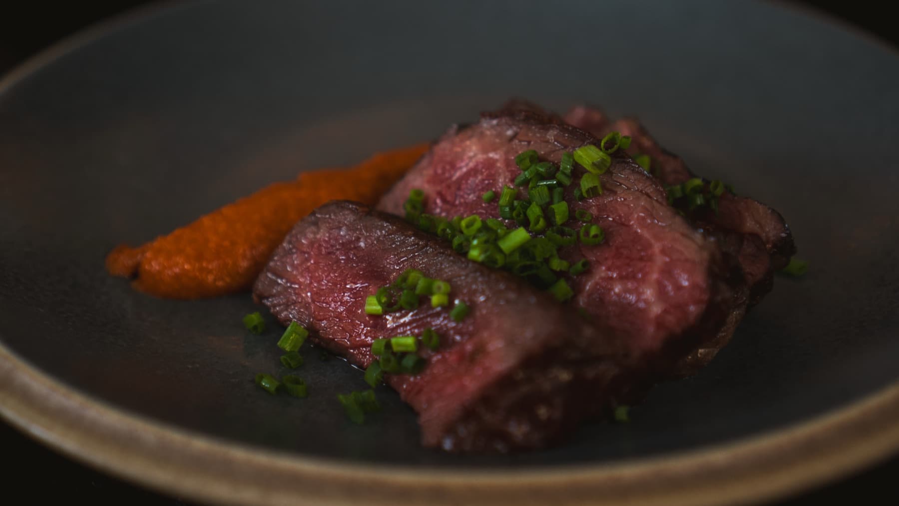 Seared steak with scallion from the Korean steakhouse dinner